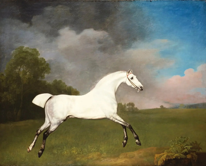 Srebrny koń galopujący po polu - George Stubbs