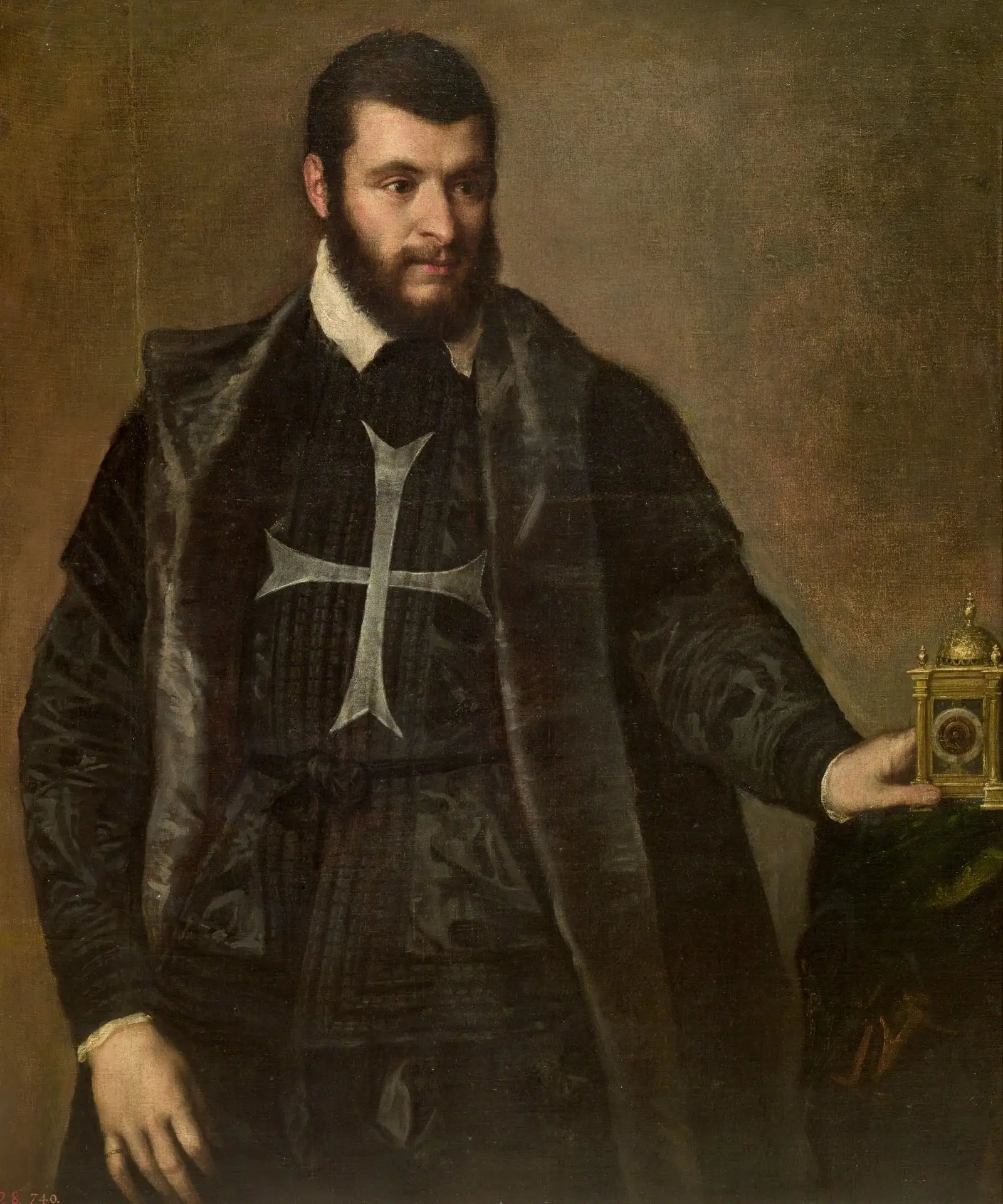 Chevalier avec une horloge - Titian image 1 copie de tableau peinte à la main