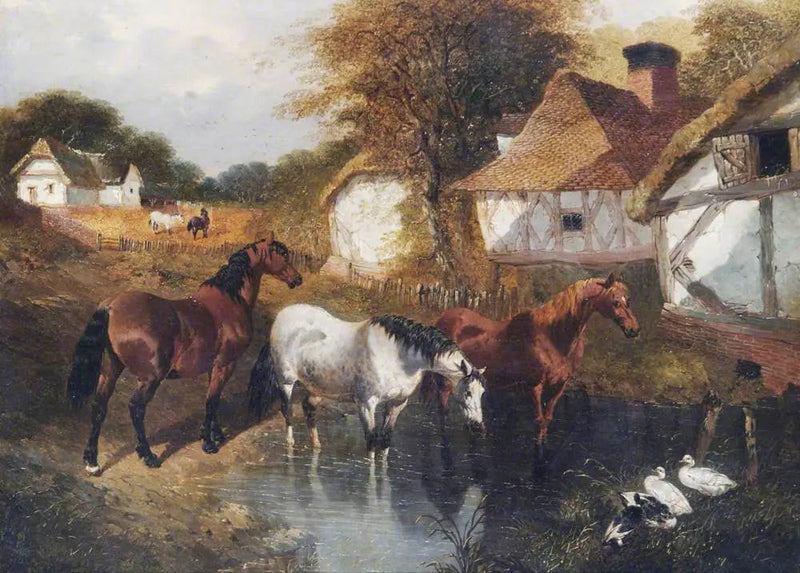 Konie w rogu farmy - John Frederick Herring, Sr.
