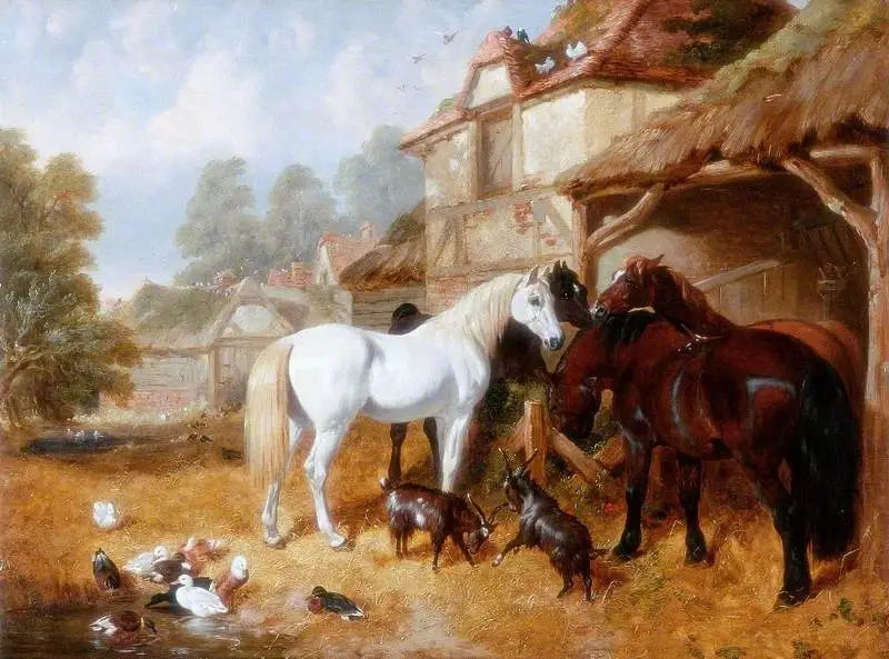 Konie na podwórku farmy - John Frederick Herring, Sr.