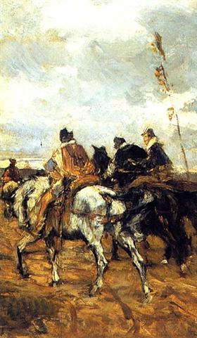 Konie i rycerze - Giovanni Boldini