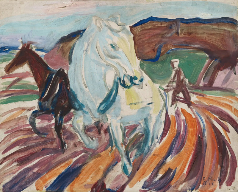 Orzące konie - Edvard Munch
