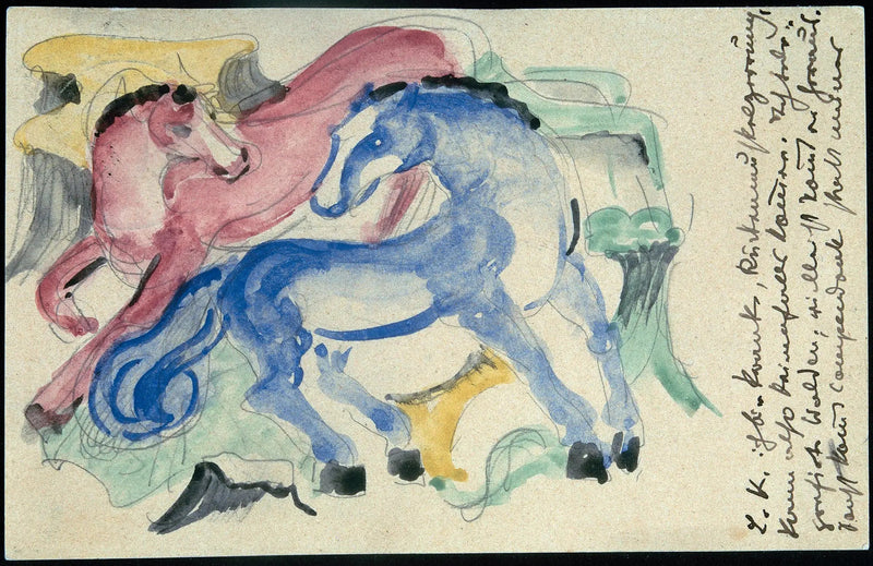 Czerwone i niebieskie konie - Franz Marc