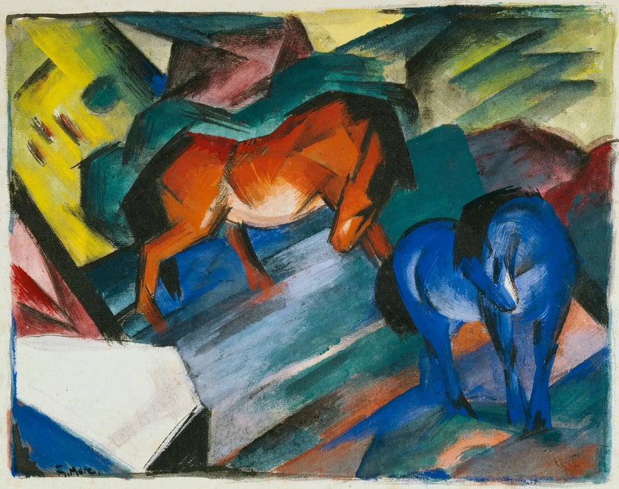 Czerwone i niebieskie konie - Franz Marc