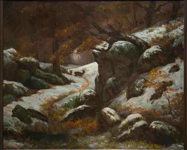 Jeleń w śniegu - Gustave Courbet