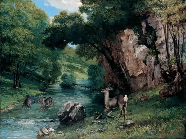 Jeleń w strumieniu - Gustave Courbet