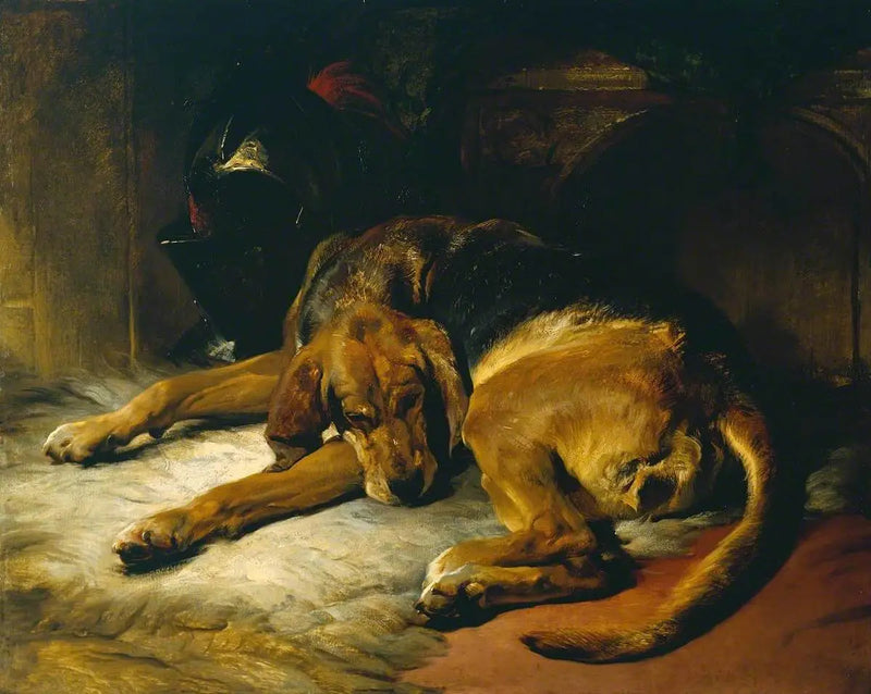 Śpiący pies myśliwski - Edwin Henry Landseer