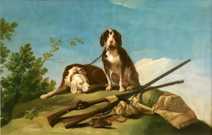 Psy i narzędzia myśliwskie - Francisco de Goya