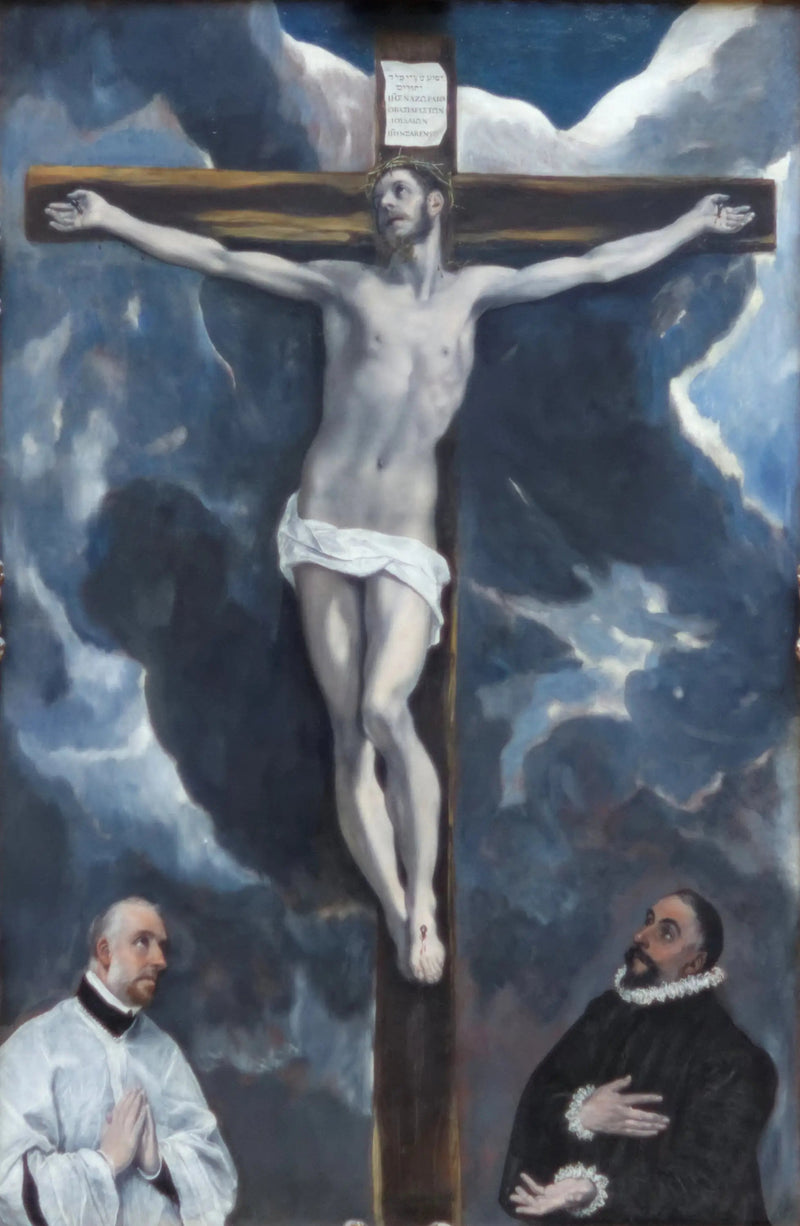 Chrystus na krzyżu adorowany przez dwóch fundatorów - El Greco