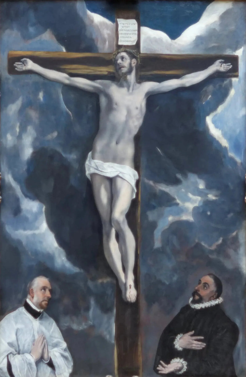 Chrystus na krzyżu adorowany przez dwóch fundatorów - El Greco