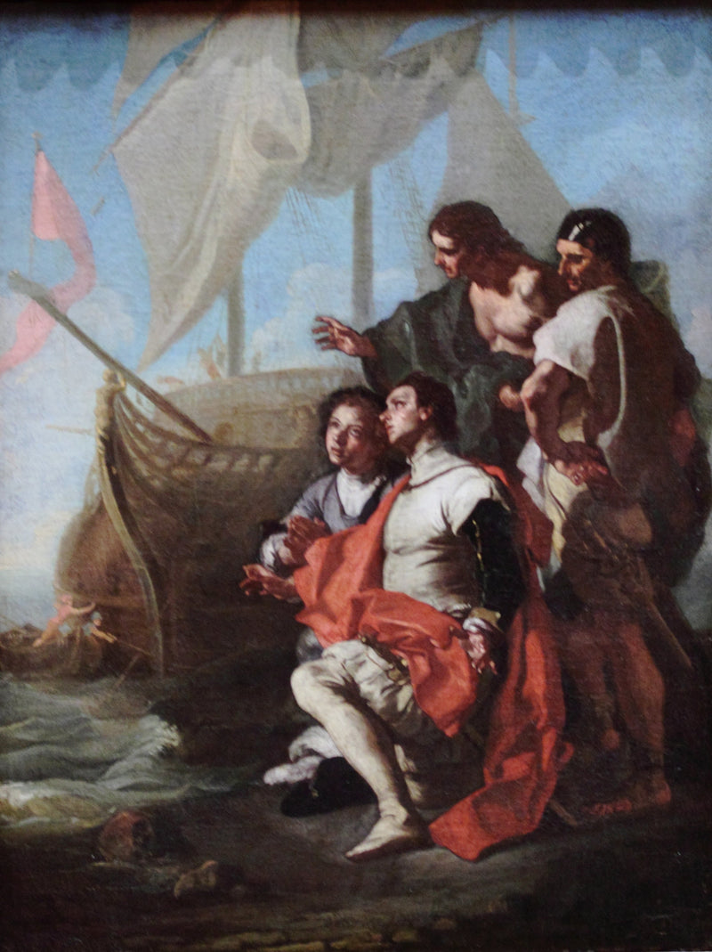 Christophe Colomb przybywający do Ameryki - Francesco Solimena