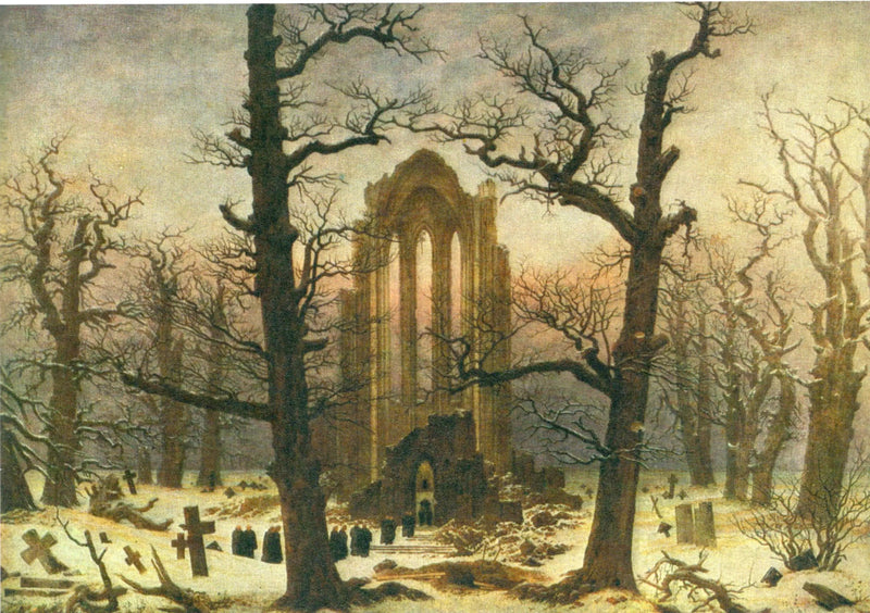 Cmentarz klasztorny pod śniegiem - Caspar David Friedrich