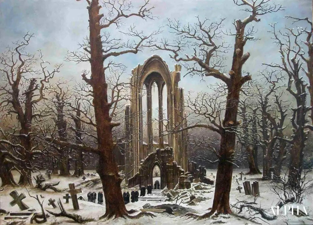 Cimetière de monastère dans la neige - Caspar David Friedrich - Reproductions de tableaux et peintures haut de gamme