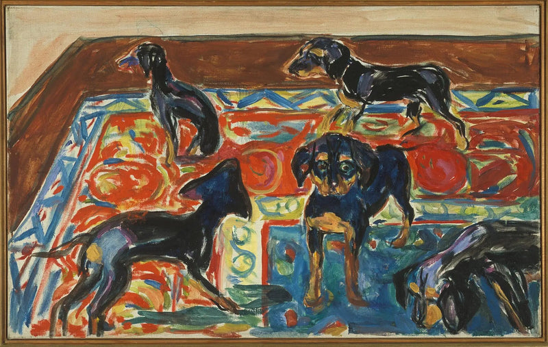 Pięć szczeniąt na dywanie - Edvard Munch