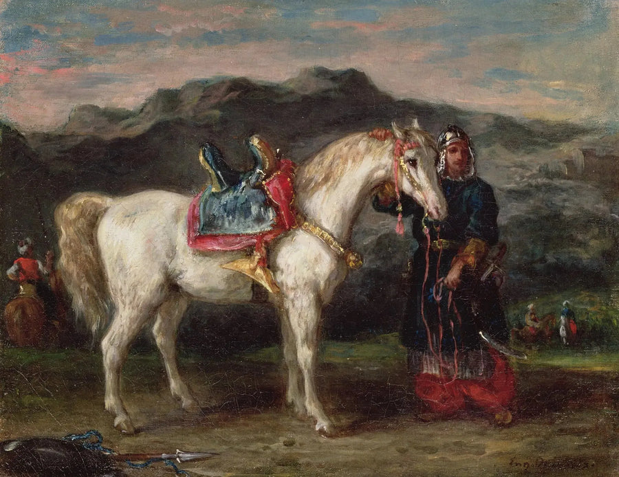 Czerkies wynajmujący konia przez pannę młodą - Eugène Delacroix