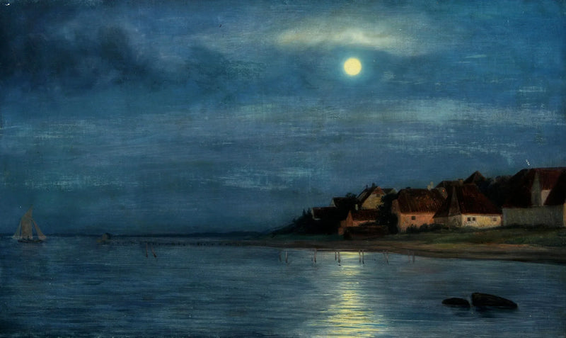 Księżyc w pełni. Hellebæk - Carl Heinrich Bloch