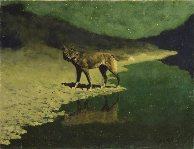 Światło księżyca, wilk - Frederic Remington