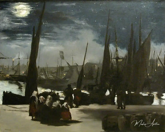 Clair de lune sur le port de Boulogne - Edouard Manet - Reproductions de tableaux et peintures haut de gamme