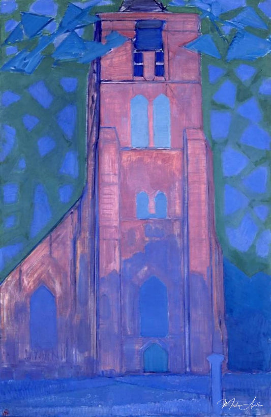 Clocher de l'église de Zélande - Mondrian - Reproductions de tableaux et peintures haut de gamme