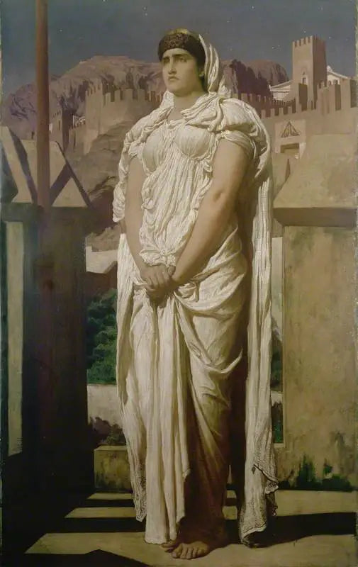 Klytemnestra, z murów Argos, wypatruje światła latarni morskiej, które mają zapowiedzieć powrót Agamemnona - Frederic Leighton