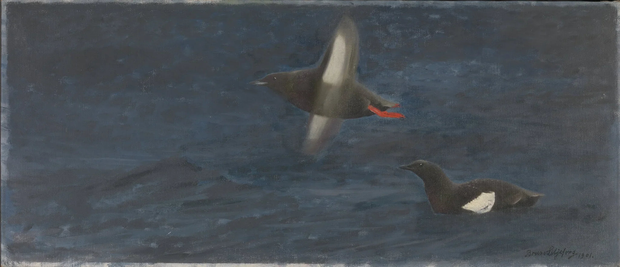 Cochons-bleus - Bruno Liljefors image 1 reproduction de peinture à l’huile