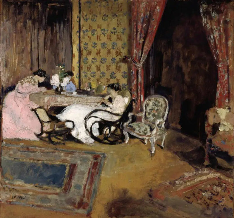 Kąt wewnętrzny, trzy damy w salonie - Édouard Vuillard