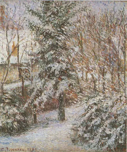 Kącik ogrodu, śnieg, Eragny - Camille Pissarro