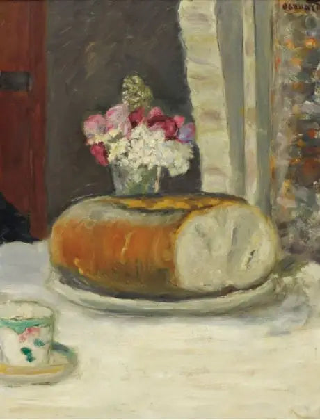 Kącik stołowy (Filiżanka kawy, chleb i kwiaty) - Pierre Bonnard