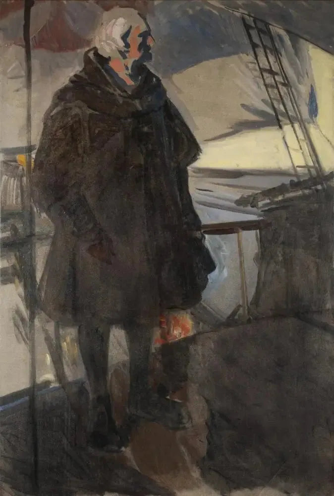 Kolumb opuszczający Palos (profil z prawej, twarzą do rufy) - Joaquín Sorolla