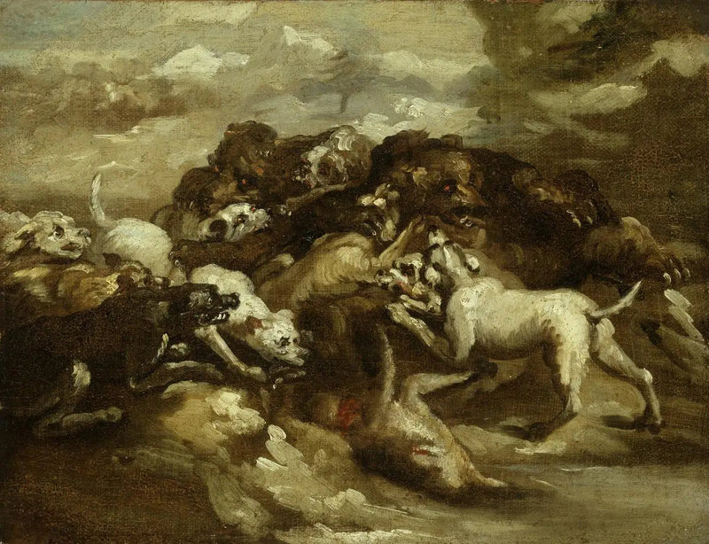 Walka psów i niedźwiedzi - Théodore Géricault
