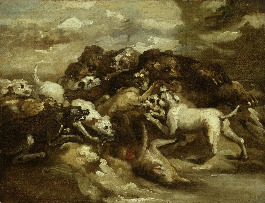 Walka psów i niedźwiedzi - Théodore Géricault