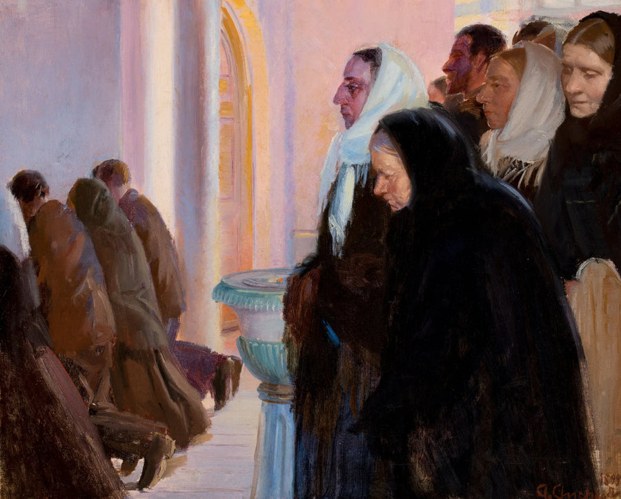 Komunia w kościele w Skagen. - Anna Ancher