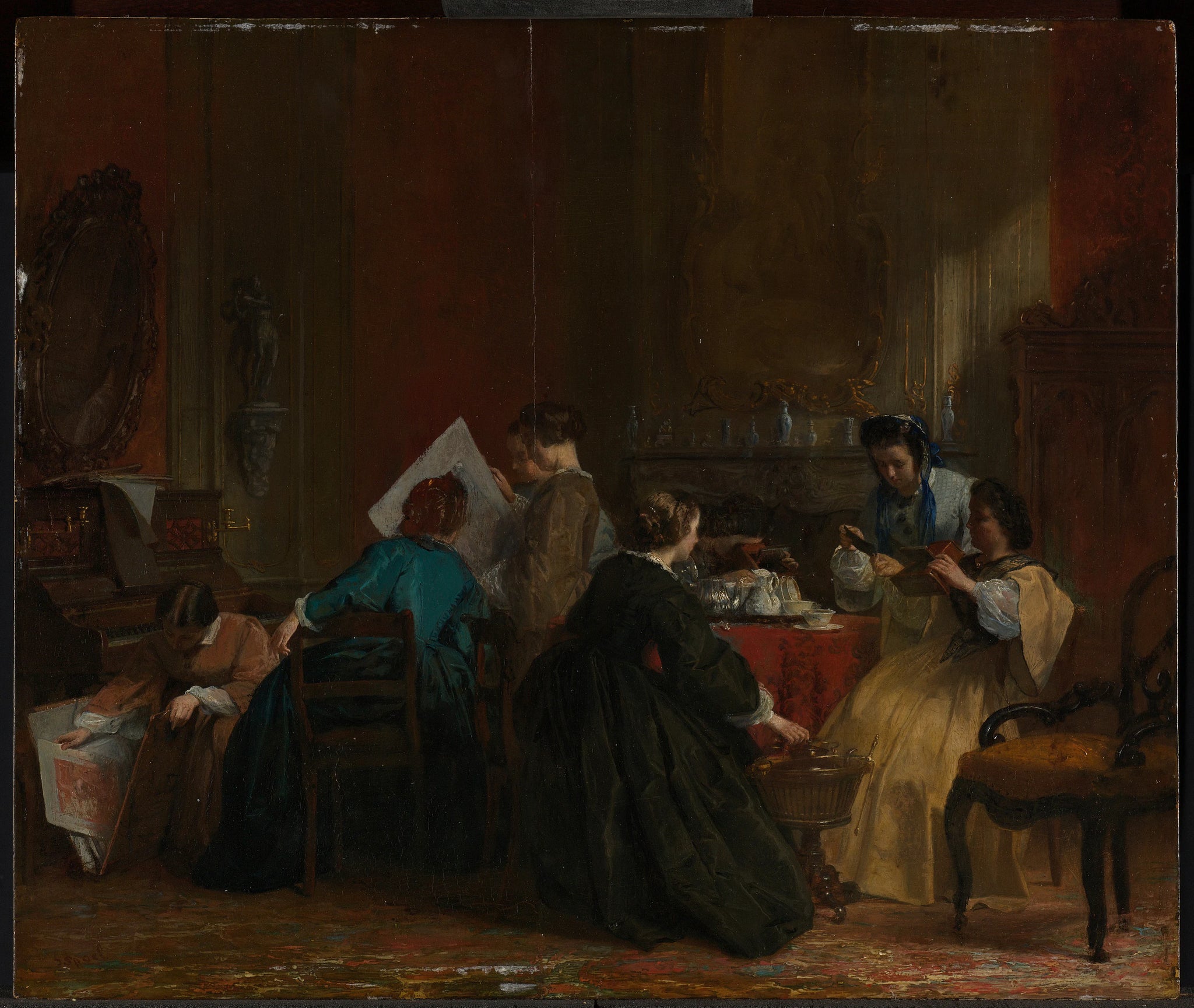 Une compagnie de dames regarde des photos au stéréoscope - Jacob Spoel
