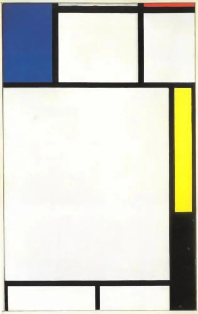 Kompozycja z niebieskim, czerwonym, żółtym i czarnym - Piet Mondrian
