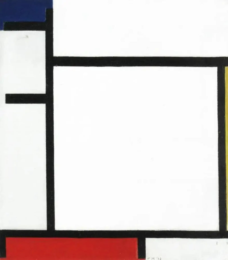 Kompozycja z niebieskim, żółtym, czerwonym i szarym - Piet Mondrian