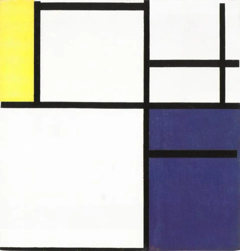 Kompozycja z żółtym, niebieskim i niebiesko-białym - Piet Mondrian