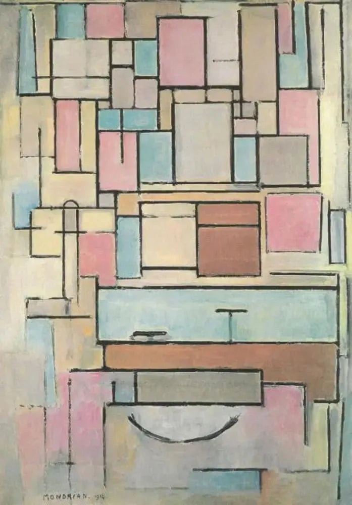 Kompozycja z planami kolorów: fasada - Piet Mondrian