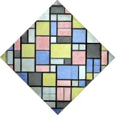 Kompozycja z rasterem 6: wynik, kompozycja z kolorami - Piet Mondrian