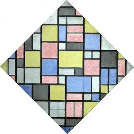 Kompozycja z rasterem 6: wynik, kompozycja z kolorami - Piet Mondrian