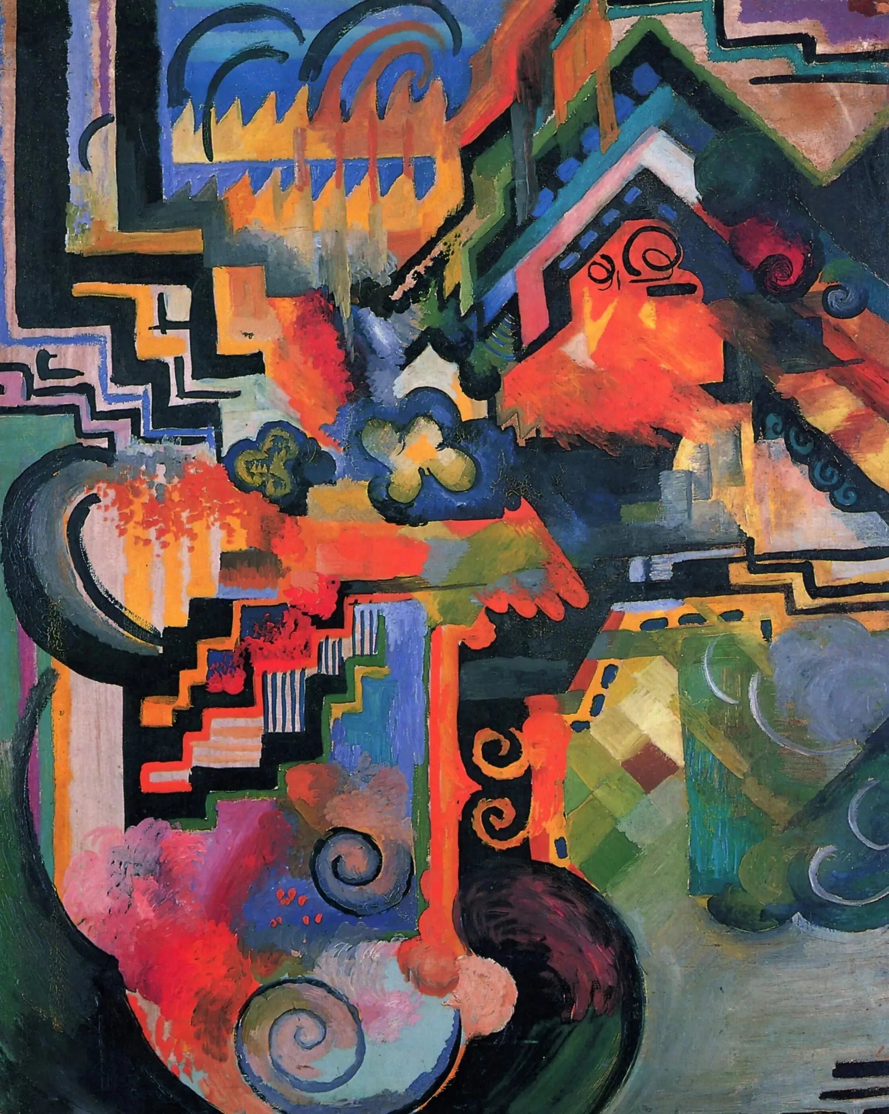 Composition colorée (Hommage à Jean-Sébastien Bach) - August Macke image 1 tableau peint à l’huile sur toile