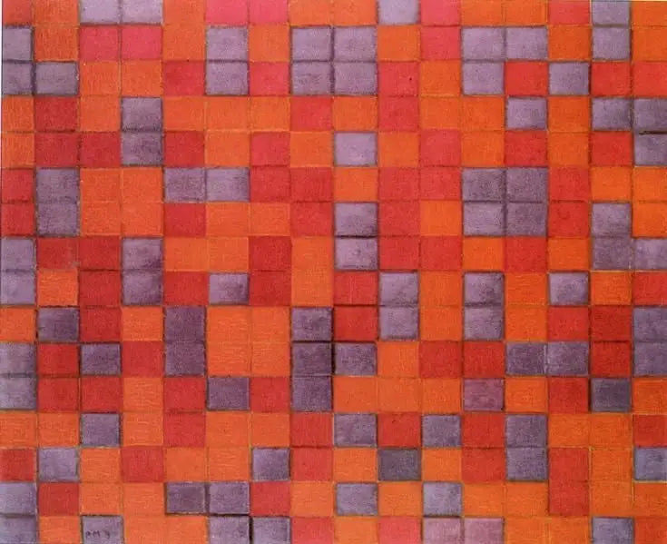 Kompozycja Szachownica, Ciemne kolory - Piet Mondrian