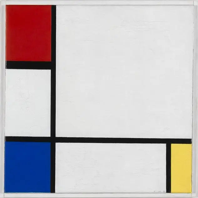 Kompozycja nr IV, z czerwonym, niebieskim i żółtym - Piet Mondrian