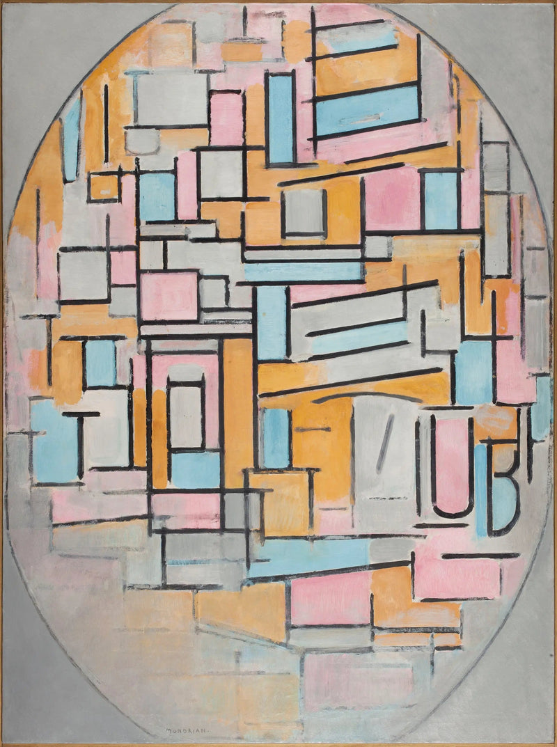 Owalna kompozycja z panelami w kolorze 2 - Piet Mondrian