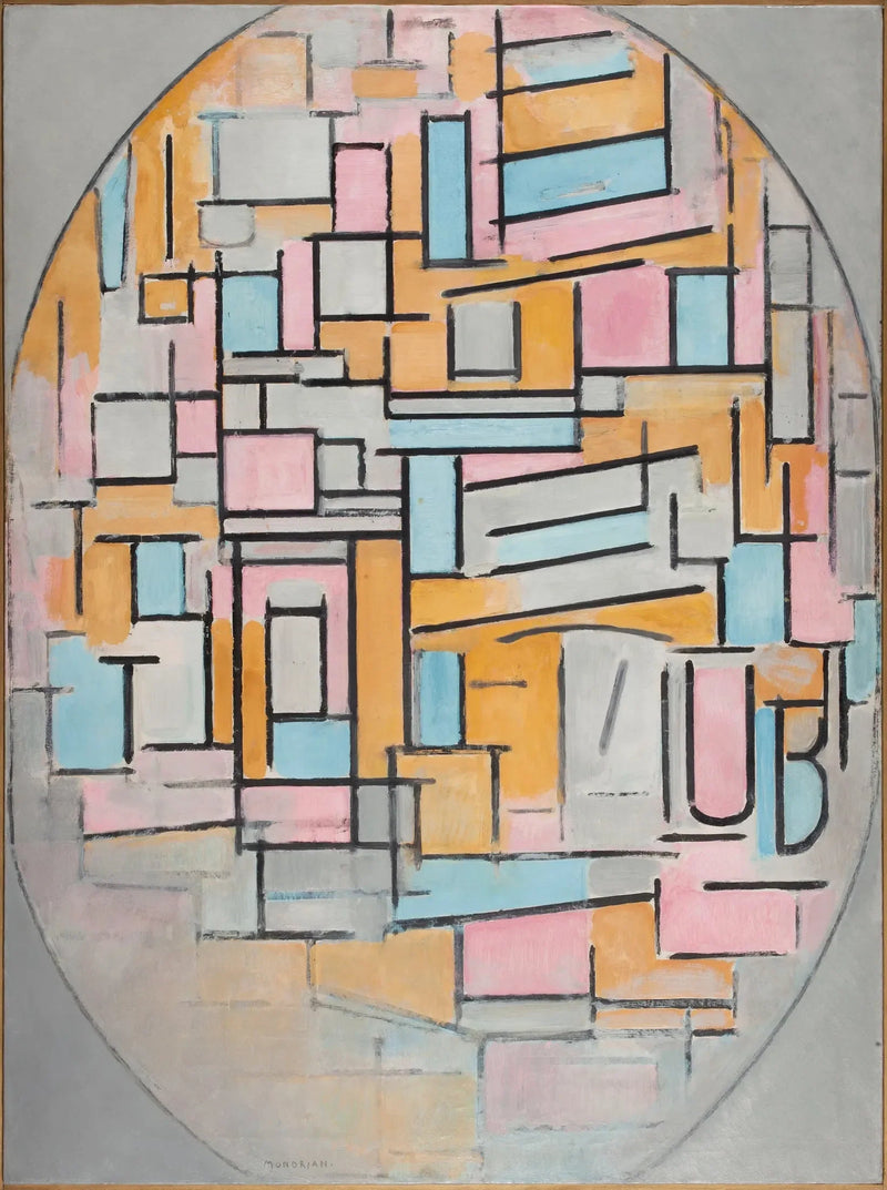 Owalna kompozycja z panelami w kolorze 2 - Piet Mondrian