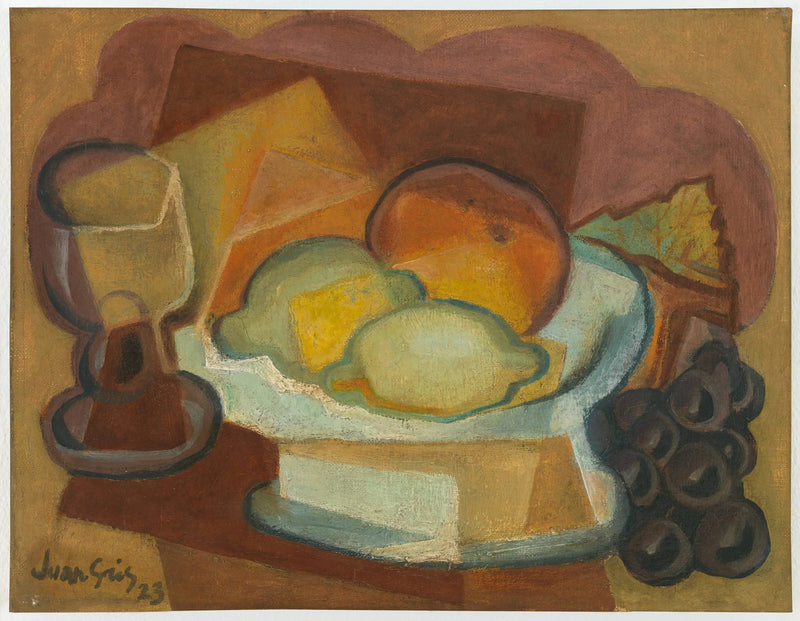 Talerz na owoce i szklanka (Martwa natura z cytrynami) - Juan Gris
