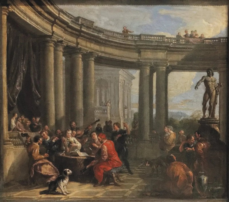 Koncert w wnętrzu okrągłej galerii doryckiego porządku - Giovanni Paolo Panini