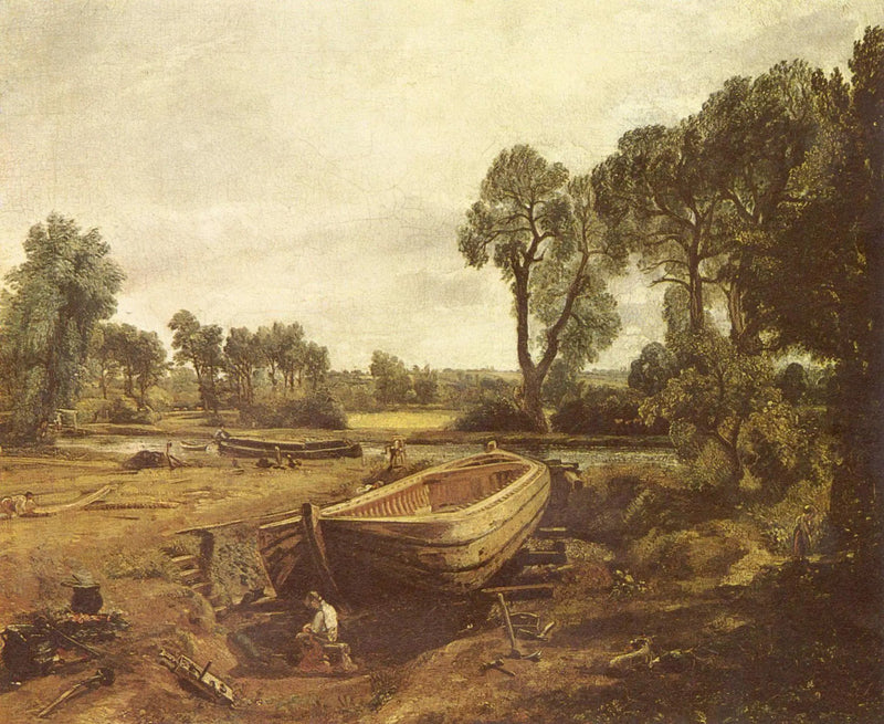Budowa łodzi w pobliżu Flatford Mill - John Constable