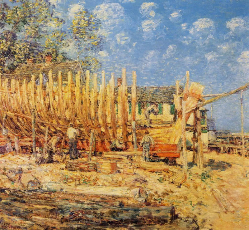Budowa jachtu, Provincetown - Childe Hassam