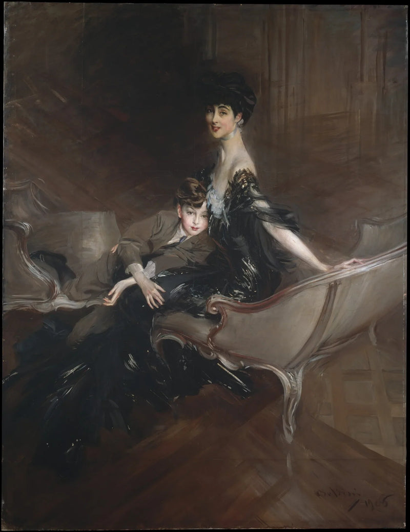 Consuelo Vanderbilt (1876–1964), księżna Marlborough, i jej syn, Lord Ivor Spencer-Churchill (1898–1956) - Giovanni Boldini
