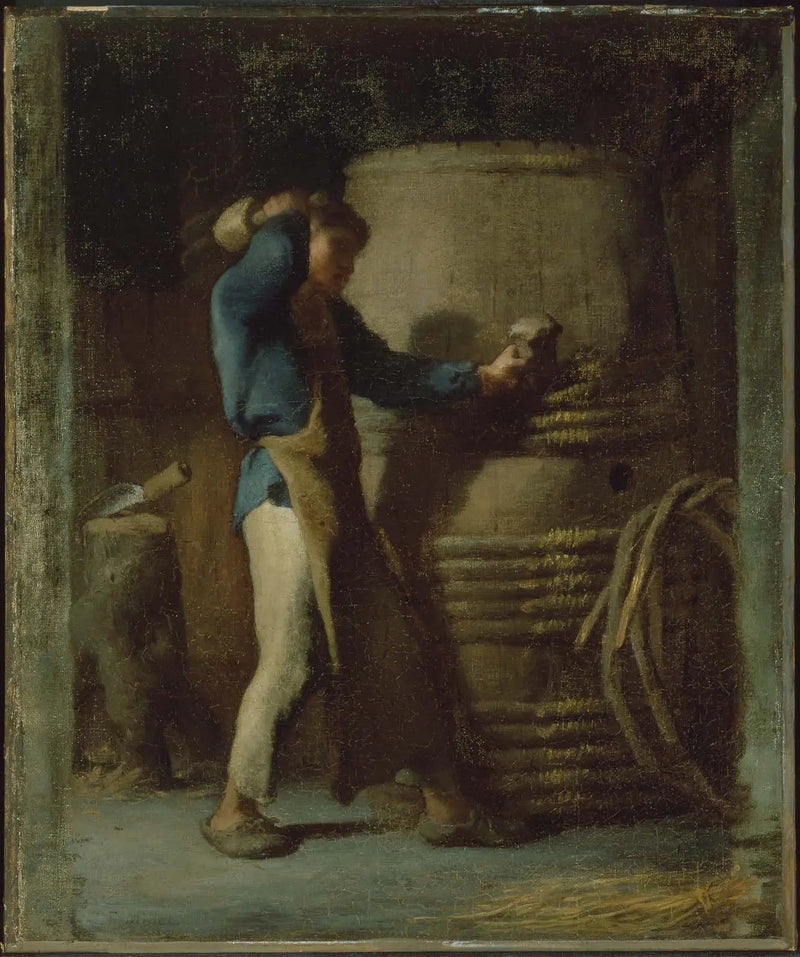 Cooper zaciskający dęby beczki - Jean-François Millet